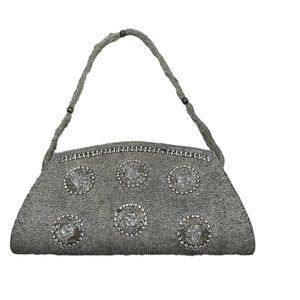 beaded silver evening clutch purse Mochi